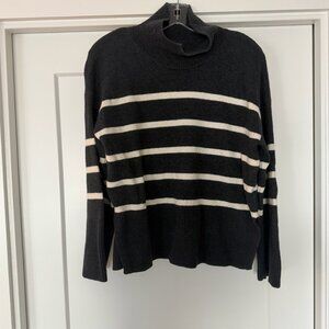 Bananas Republic Grey and White Striped Turtleneck